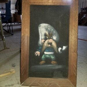 Yosemite Sam black light painting framed black velvet wallart oneofakind vintage